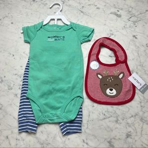 Carter's Mommy's First Mate Nautical Set Outfit Onesie Christmas Bib Bundle